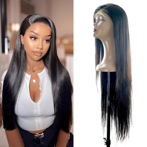 Glueless 13x4 HD Lace Frontal Wigs Straight 180% Density 100% Human Hair Up To 36 inches