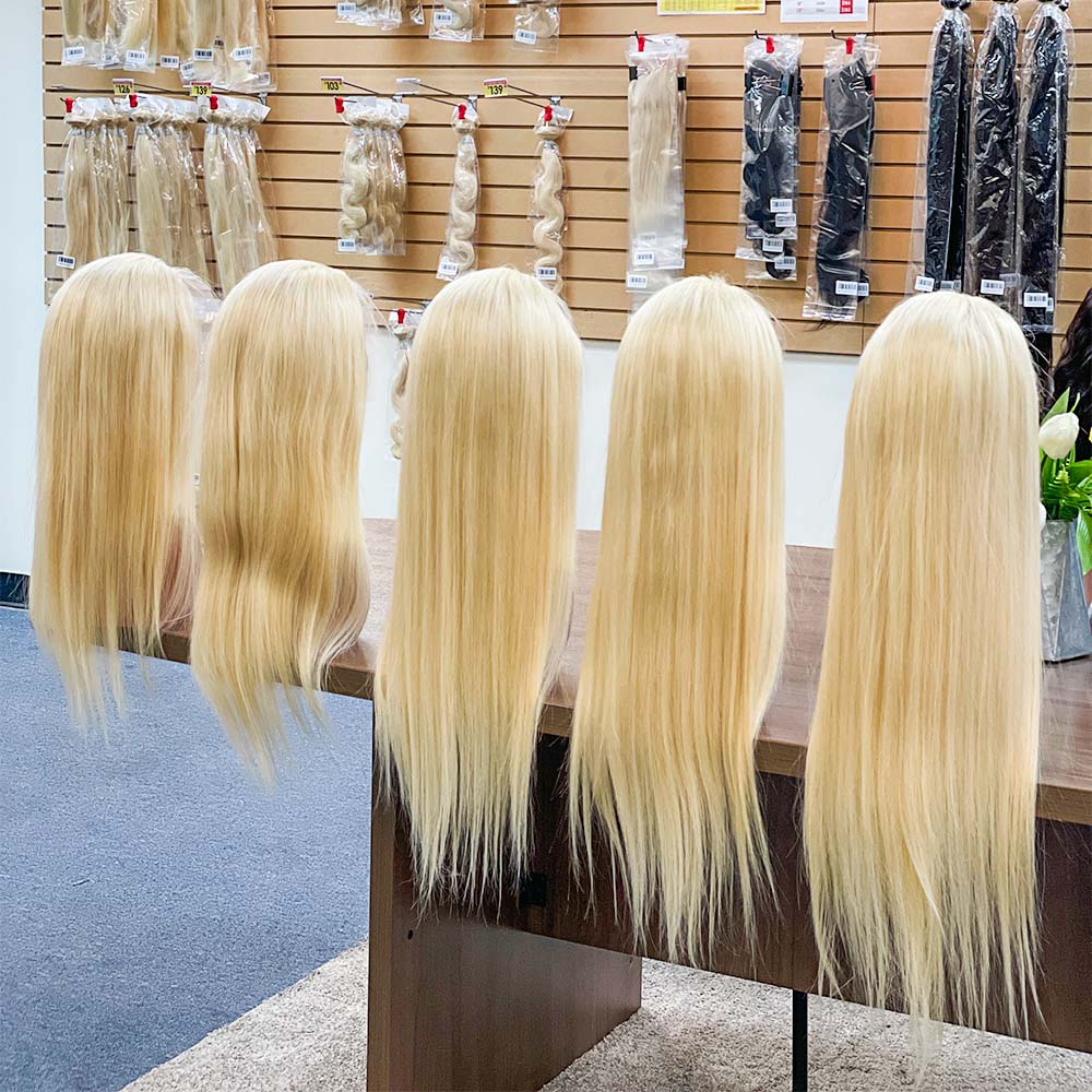 180% Density 13X4 Lace Frontal Wig Straight Dyed in Light Color 613 Blonde Wig