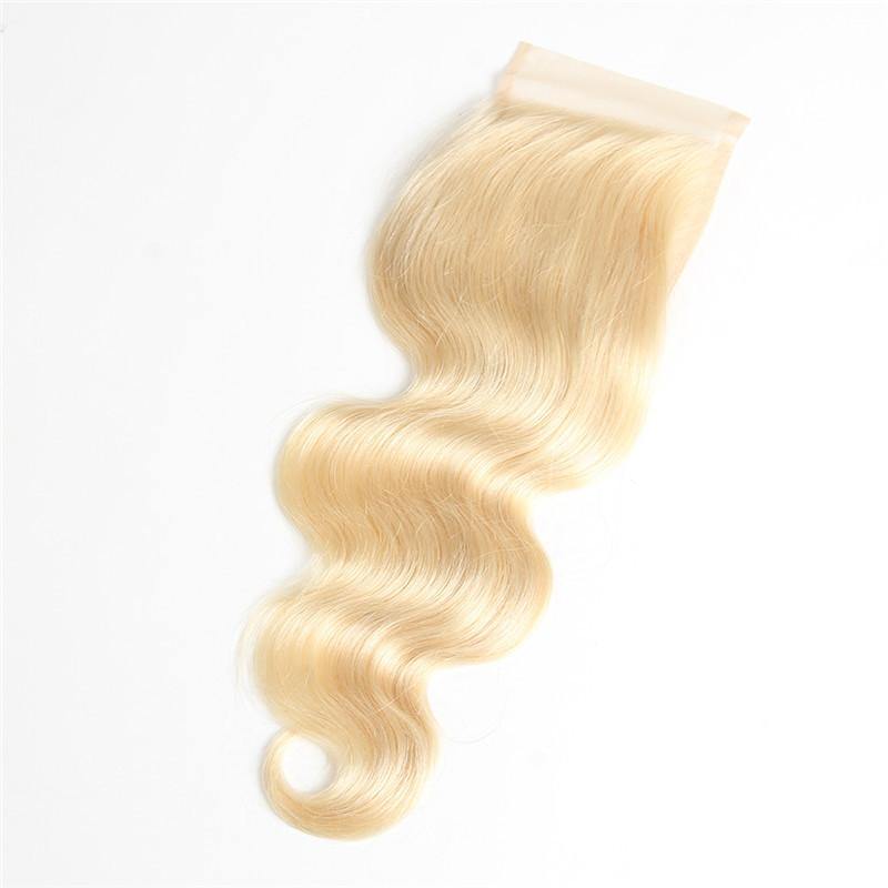 #613 Blonde 4x4 Lace Closure Body Wave 100% Virgin Hair Free Part