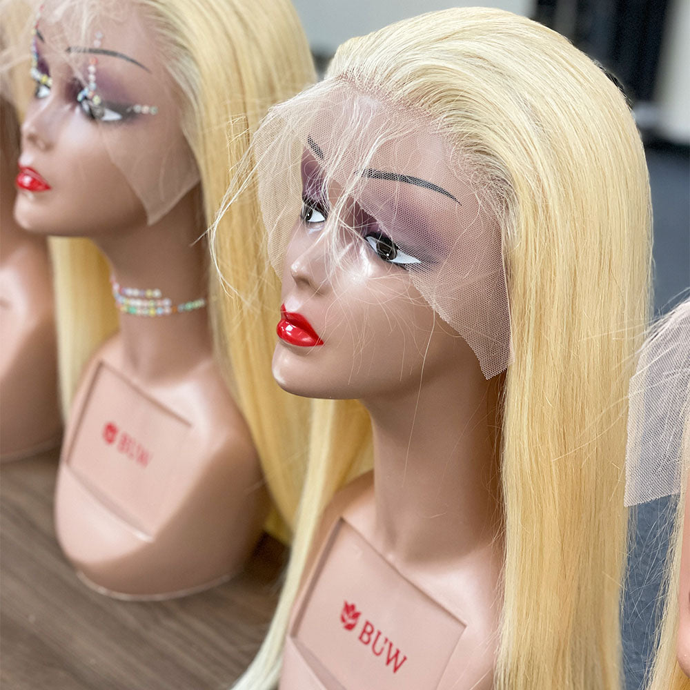 180% Density 13X4 Lace Frontal Wig Straight Dyed in Light Color 613 Blonde Wig