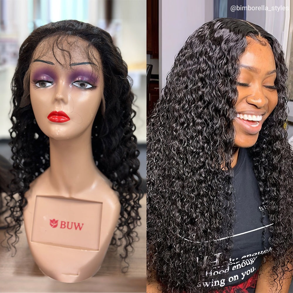 180% Density HD Lace 13x4 Lace Frontal Wigs Natural Color 4 Textures 14-36inches 100% Human Hair