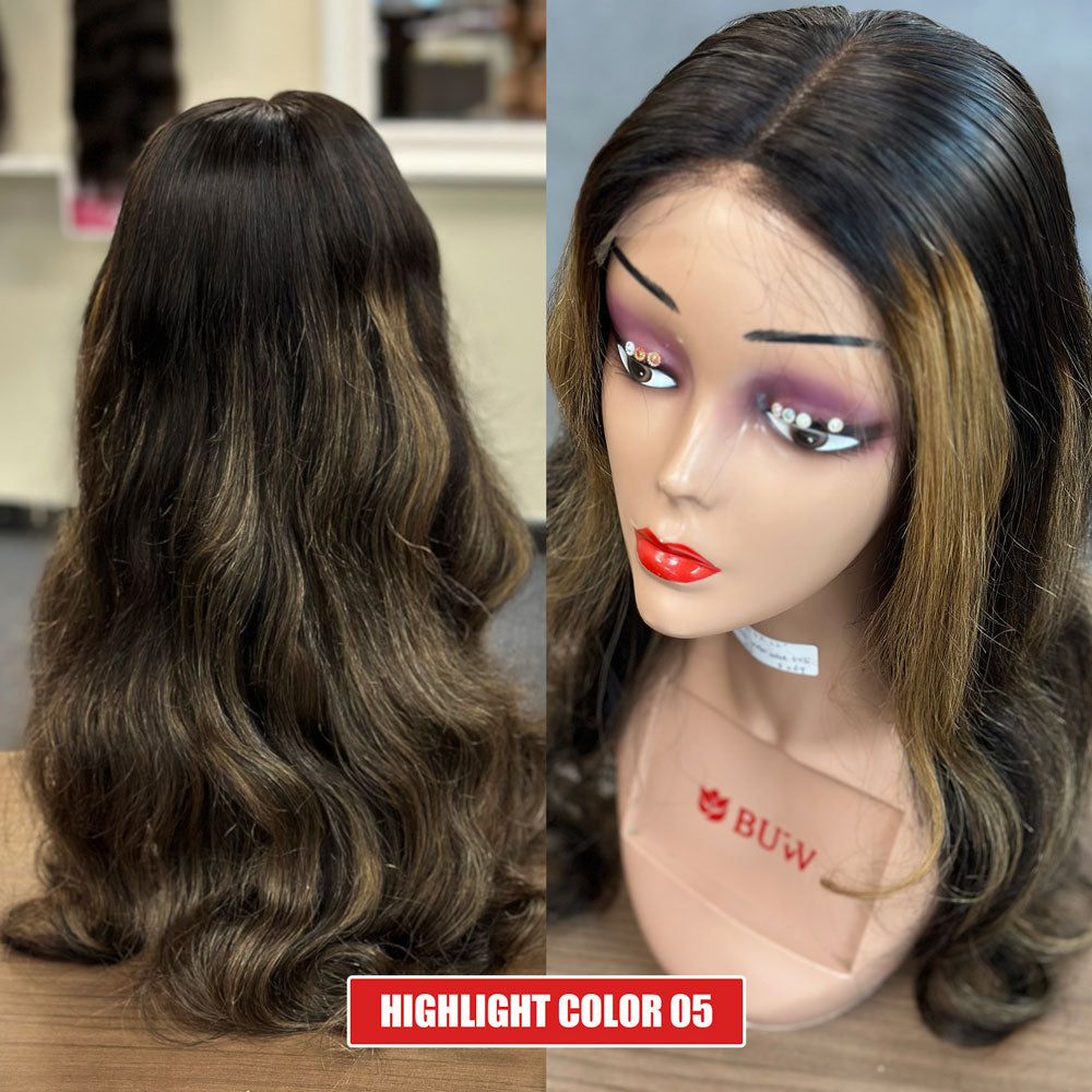 180% Density 5x5 HD Lace Closure Glueless Curly 5 Highlight Colors Breathable Air Cap Wig