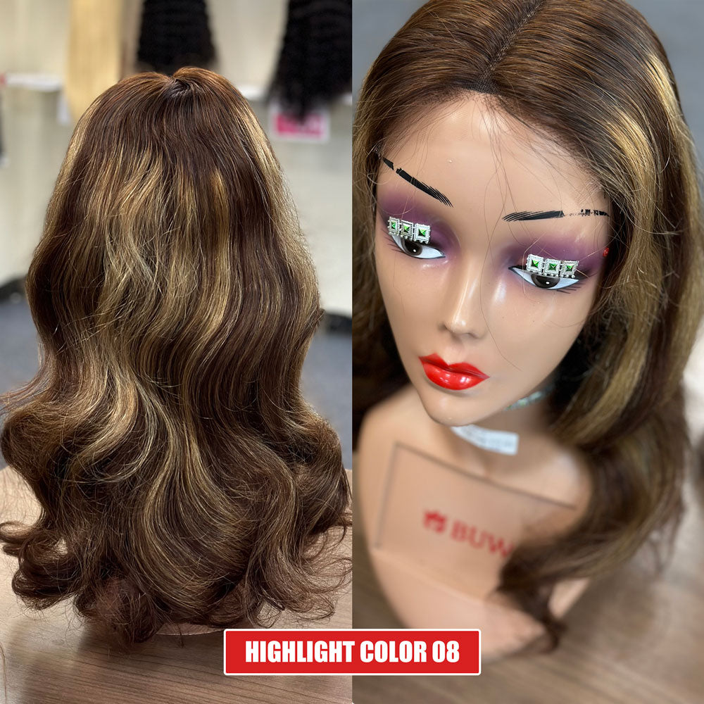 180% Density 5x5 HD Lace Closure Glueless Curly 5 Highlight Colors Breathable Air Cap Wig