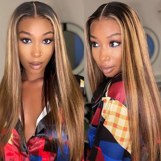 180% Density 5x5 HD Lace Closure Glueless Curly 5 Highlight Colors Breathable Air Cap Wig