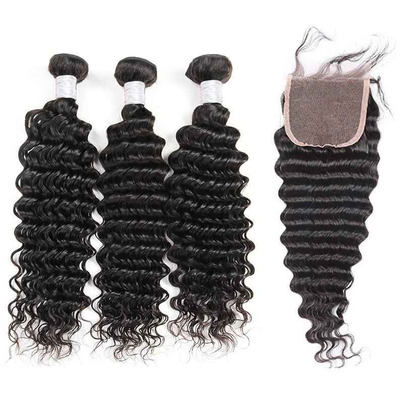 【Influencer Collaboration】3PCS 9A Bundles With 4x4 Transparent Lace Closure 100% Human Hair Natural Color 4 texture Shipping