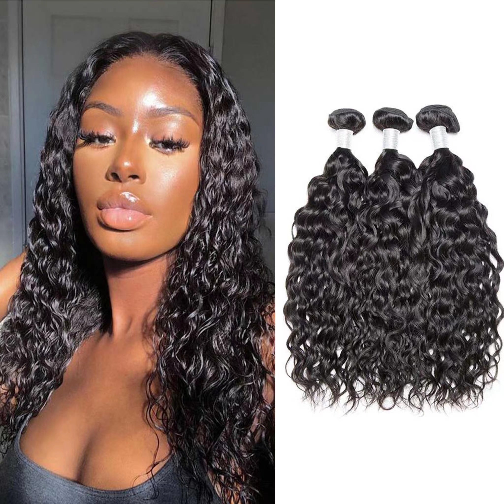 【Breauna_bree】9A Bundle 100% Human Hair Water Wave Natural Color 3PCS SEW IN /  QUICK WEAVE / Make Boho Braid/ Local Pickup & Shipping