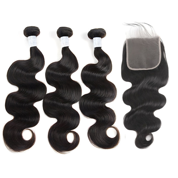 【Influencer Collaboration】3PCS 9A Bundles With 5x5 HD Lace Closure 100% Human Hair Natural Color 4 texture Shipping