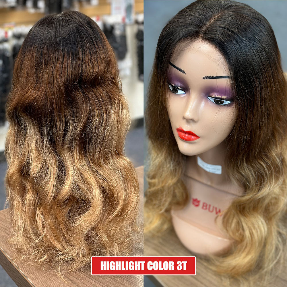 180% Density 5x5 HD Lace Closure Glueless Curly 5 Highlight Colors Breathable Air Cap Wig