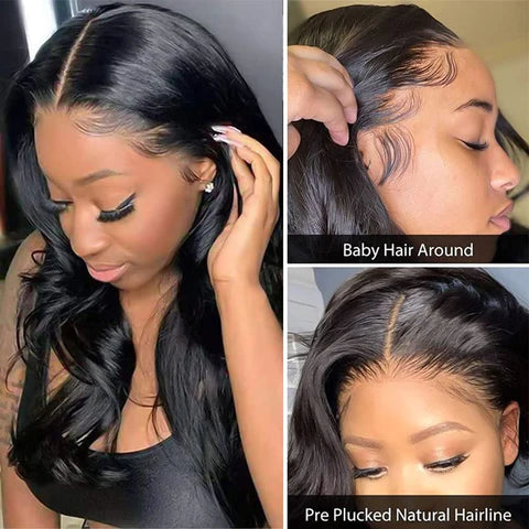 Natural Color Body Wave 3PCS Bundles With 13x4 Lace Frontal Local Pickup & Shipping