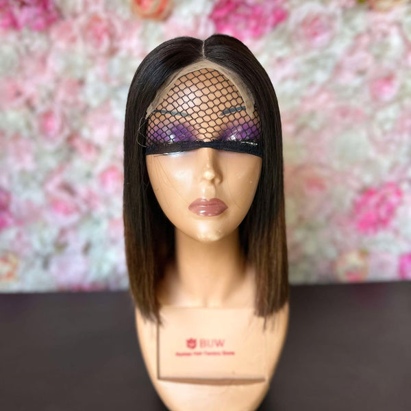 180% Density Raw Hair 1B#30 5X5 Transparent Lace Closure Straight BOB Wig Pre-styled Direct Use Unprocessed
