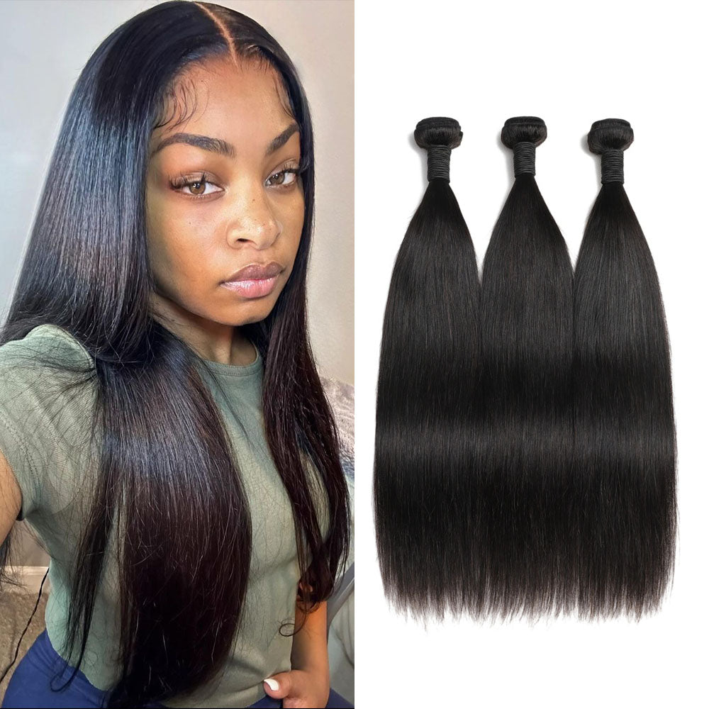 12A Bundle 100% Human Hair Natural Color 10”-28” 3 PCS Straight Local Pickup & Shipping