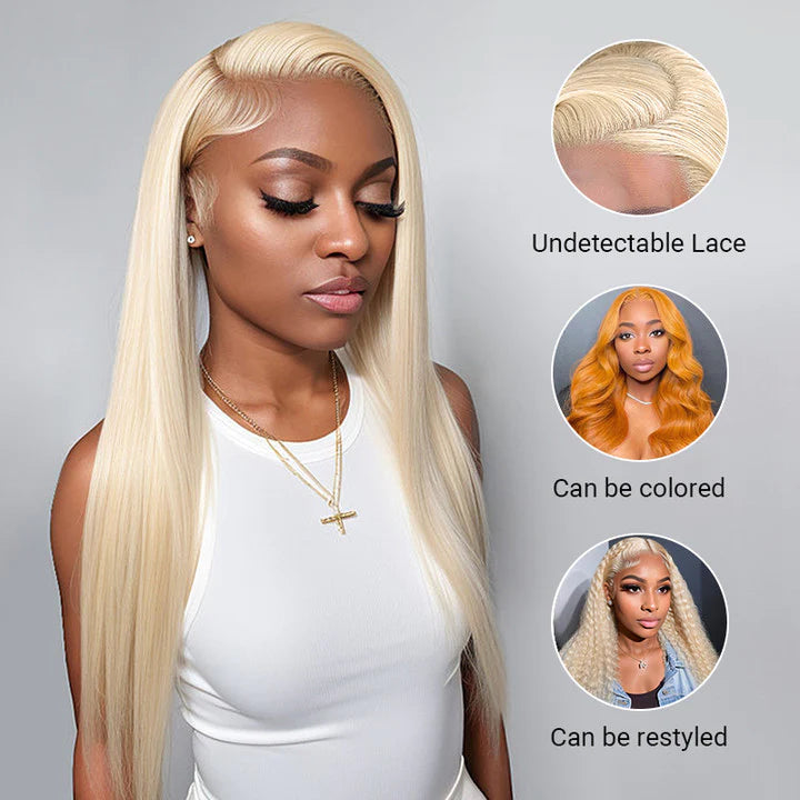 613 Blonde 13x4 Lace Frontal Body Wave & Straight 100% Human Hair Free Part