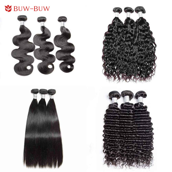 BUW-BUW 9A Bundle 100% Human Hair Natural Color 10"-28" 3PCS SEW IN / LEAVE OUT / QUICK WEAVE / Make Boho Braid/Ponytail/Wig and so on Local Pickup & Shipping