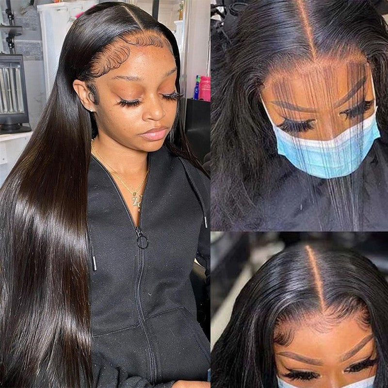 180% Density 13x4 Transparent Lace Frontal Wig Natural Color 100% Unprocessed Human Hair Dallas Store Pick up