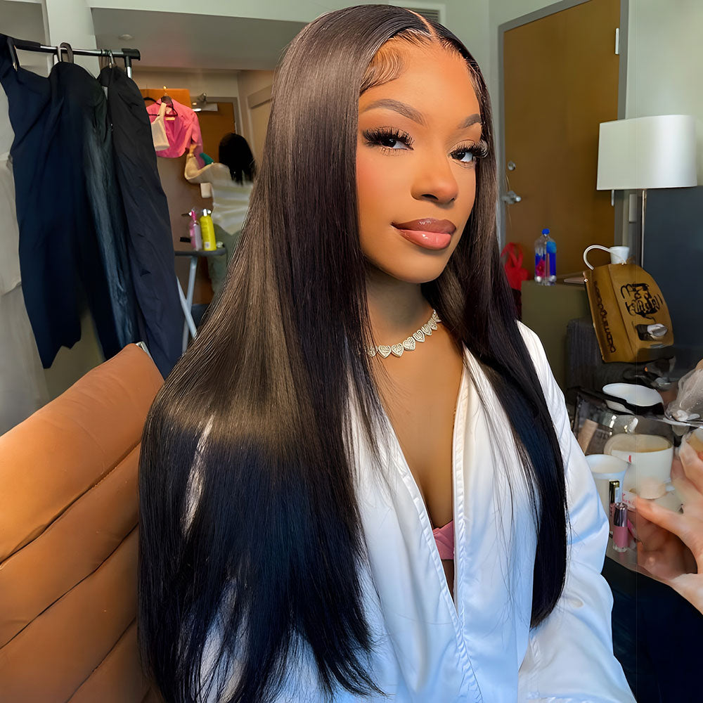 180% Density 5x5 Transparent Lace Closure Wig Natural Color Local Pick Up & Shipping