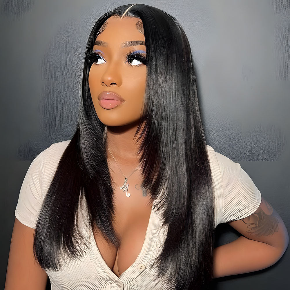 180% Density 5x5 Transparent Lace Closure Wig Natural Color Local Pick Up & Shipping