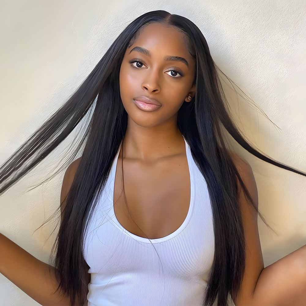 180% Density 5x5 Transparent Lace Closure Wig Natural Color Local Pick Up & Shipping