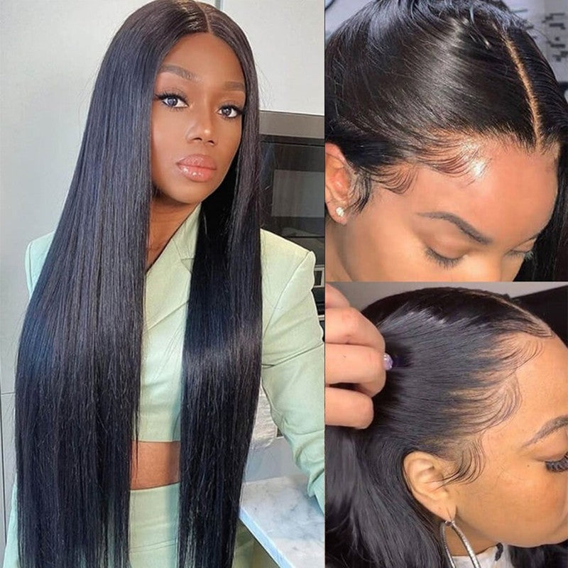 220% Density Customized Wig 5X5 Transparent Lace Closure With 3 Bundles Ship/Pick Up