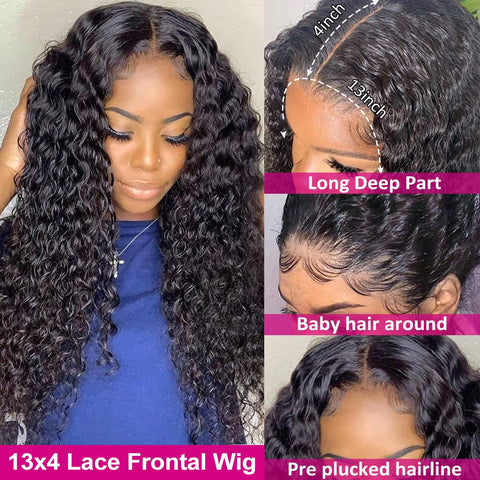 180% Density 13x4 Transparent Lace Frontal Wig Natural Color 100% Unprocessed Human Hair