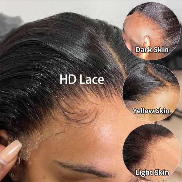 Glueless 13x4 HD Lace Frontal Wigs Straight 180% Density 100% Human Hair Up To 26 inches