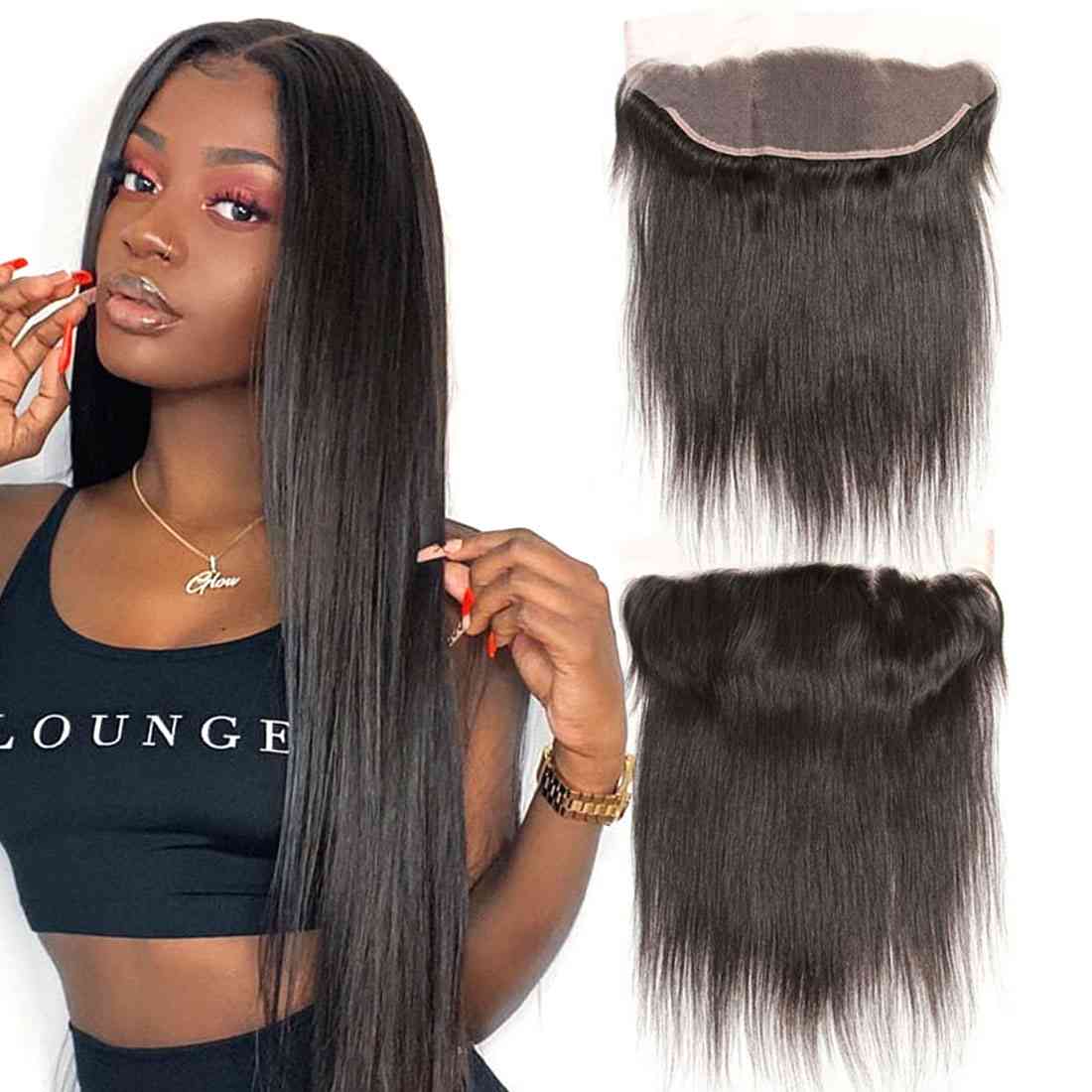 Natural Color 13x4 Transparent Lace Frontal 100% Human Hair Free Part Local Pickup & Shipping