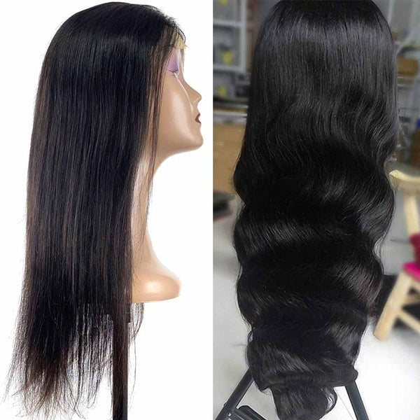 180% Density 4x4 Lace Closure Wigs Natural Color 100% Unprocessed Human Hair